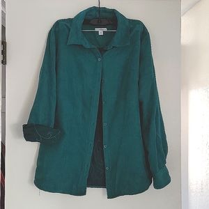 Faux Suede Medium Green blouse with paisley stitching size medium